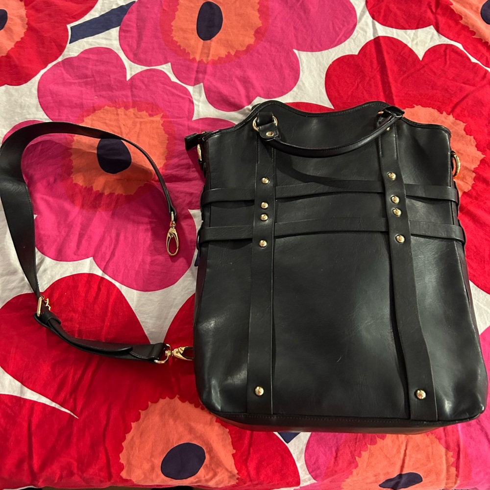 Sony Elegant Black Crossbody Bag with Gold Details